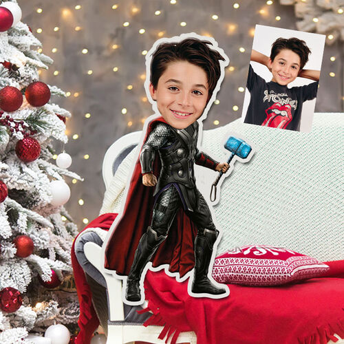 Custom Face Pillow Man with Hammer 3D Portrait Personalized Photo Pillow Funny Gift for Baby