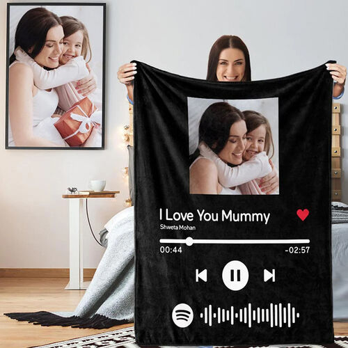 Custom Spotify Code Blanket Personalized Album Cover Photo Blankets For Mom