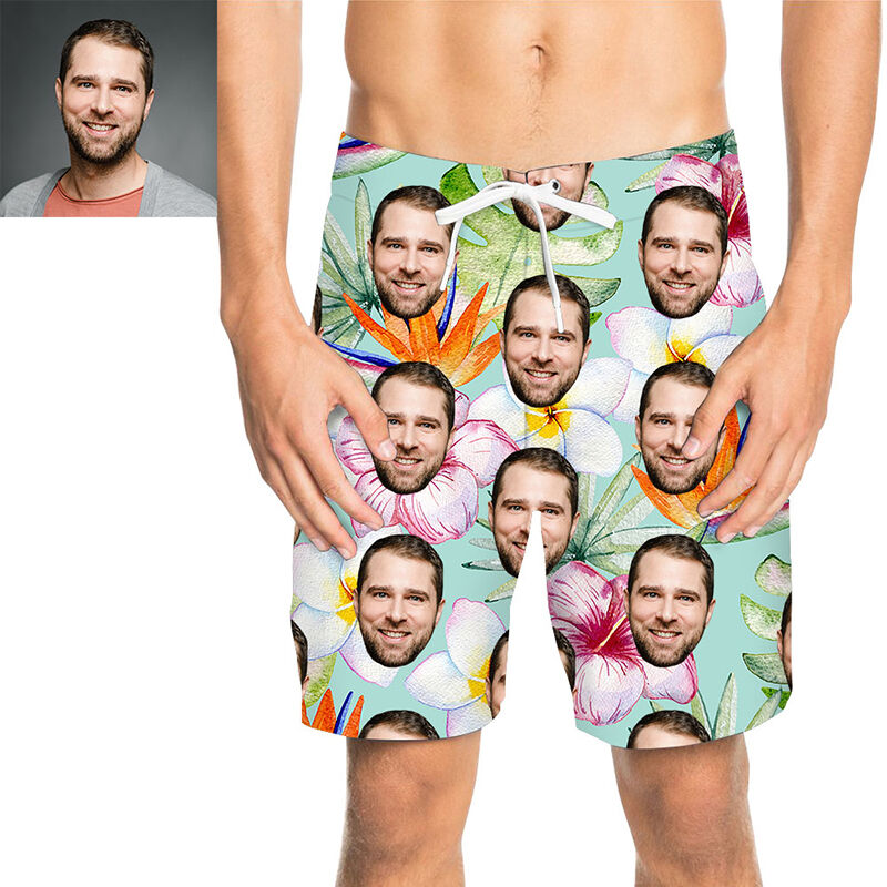 Custom Face Mix Pretty Petal Men's Beach Shorts