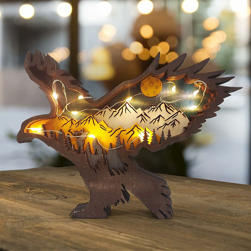 Eagle 3D Wood Carving Decorative Light Best Gift for Dad