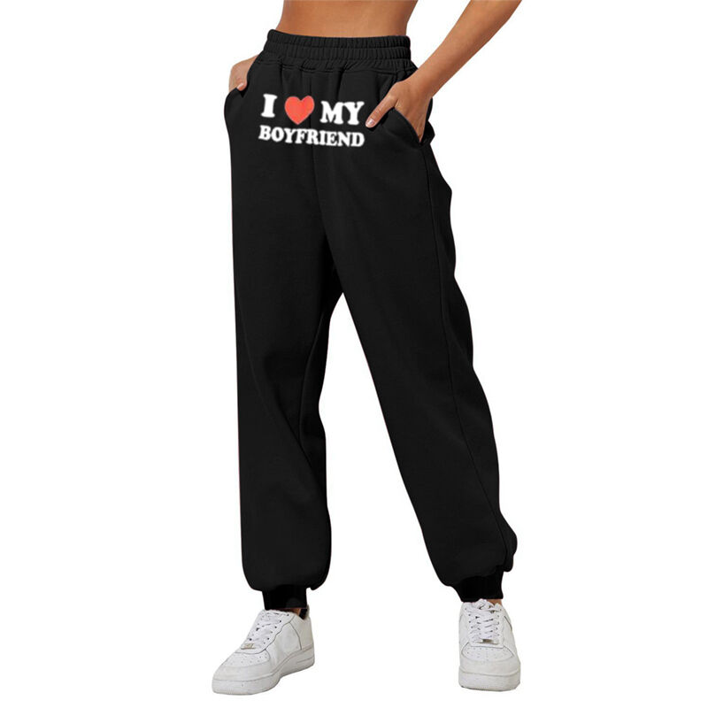 Personalized Pants I Love My Boyfriend with Heart Pattern Valentine's Day Gift for Lover