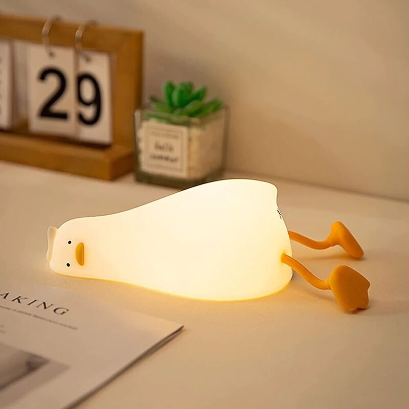 Flat-lying duck night light Fun and creative silicone LED night light