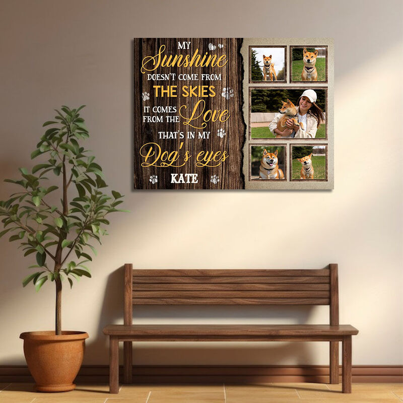 Personalized Picture Canvas Wall Art Stylish Gift for Pet Lover "My Sunshine"