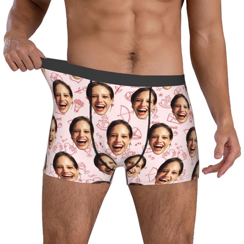 Boxer personnalisé avec photo pour homme avec motif enveloppe, cadeau idéal pour mari