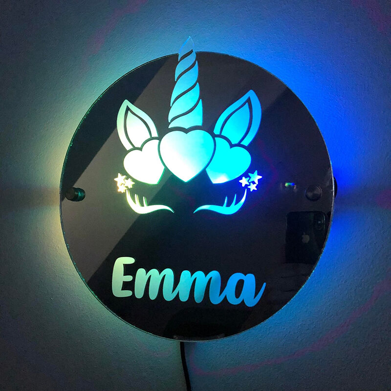 Personalized Unicorn Mirror Lamp Customized Name Gift For Kids