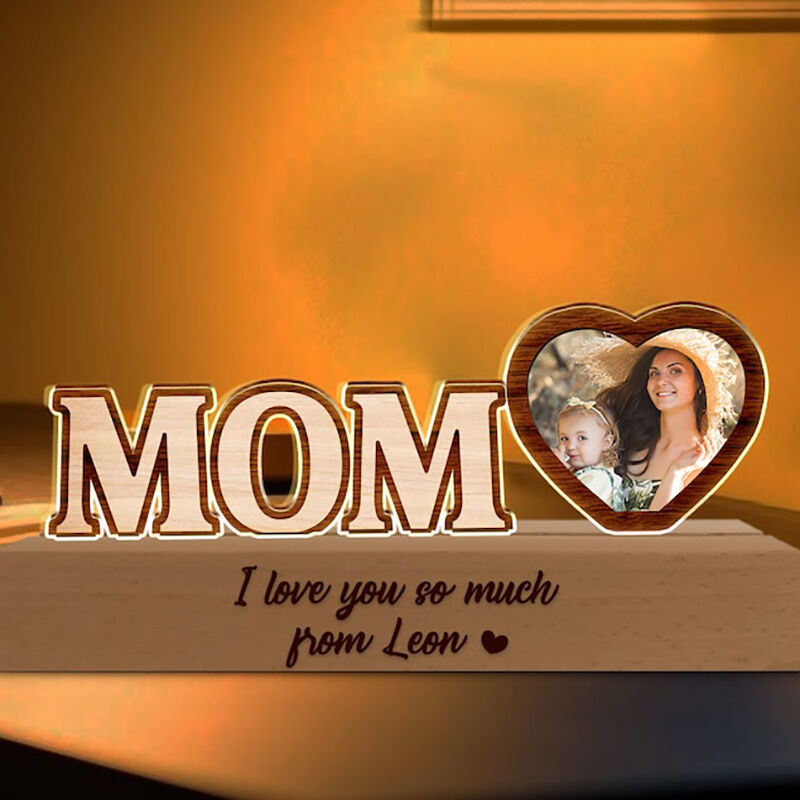 Personalized Picture Night Light with Custom Text Interesting Gift for Mother