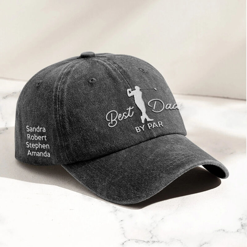 Personalized Hat Embroidered Best Dad By Par Custom Names Perfect Gift for Sports Lover Father