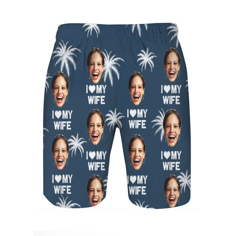 Pantaloncini da spiaggia da uomo personalizzati con foto e motivo alberi Regalo prezioso per il marito