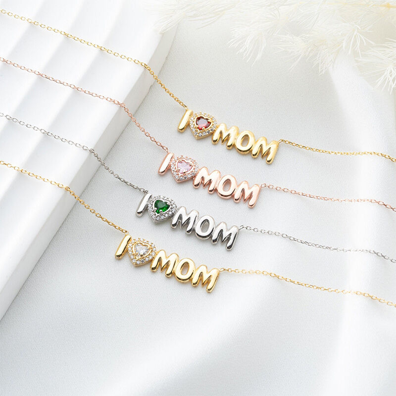 Gepersonaliseerde ik hou van mama ketting gepersonaliseerd geboortesteen cadeau voor moeder