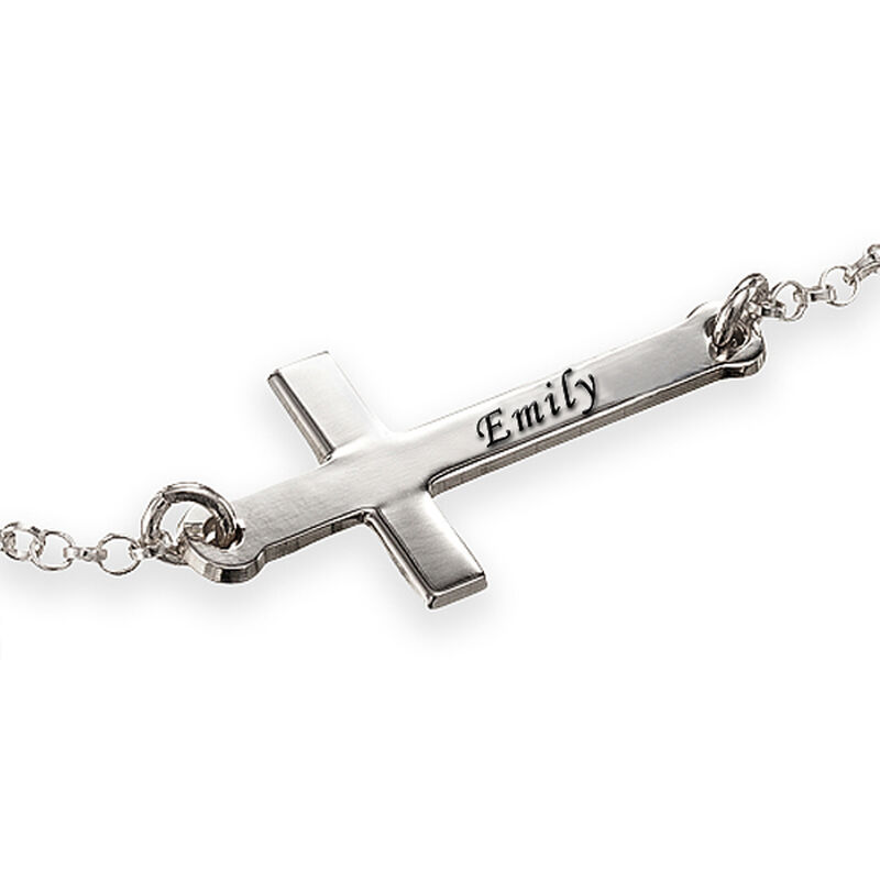 "Deep Faith" Graviertes Armband mit Kreuz
