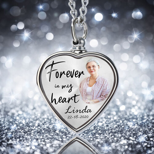 "Forever in My Heart" Personalisierte Foto Gedenk Urne Halskette
