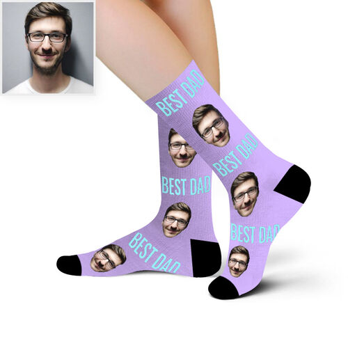 "Best Dad" Custom Face Picture Socks Gift for Dad/Father's Day
