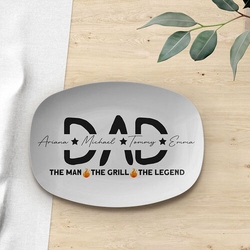 Personalized Name Plate Father's Day Gifts "The Man The Grill The Legend"