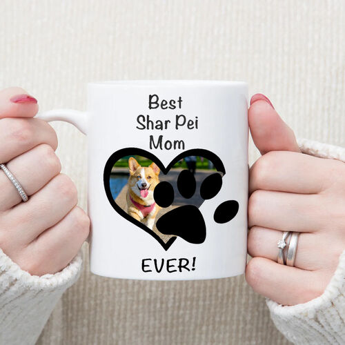 Personalized Picture And Name Mug with Paw Print Pattern Cute Present