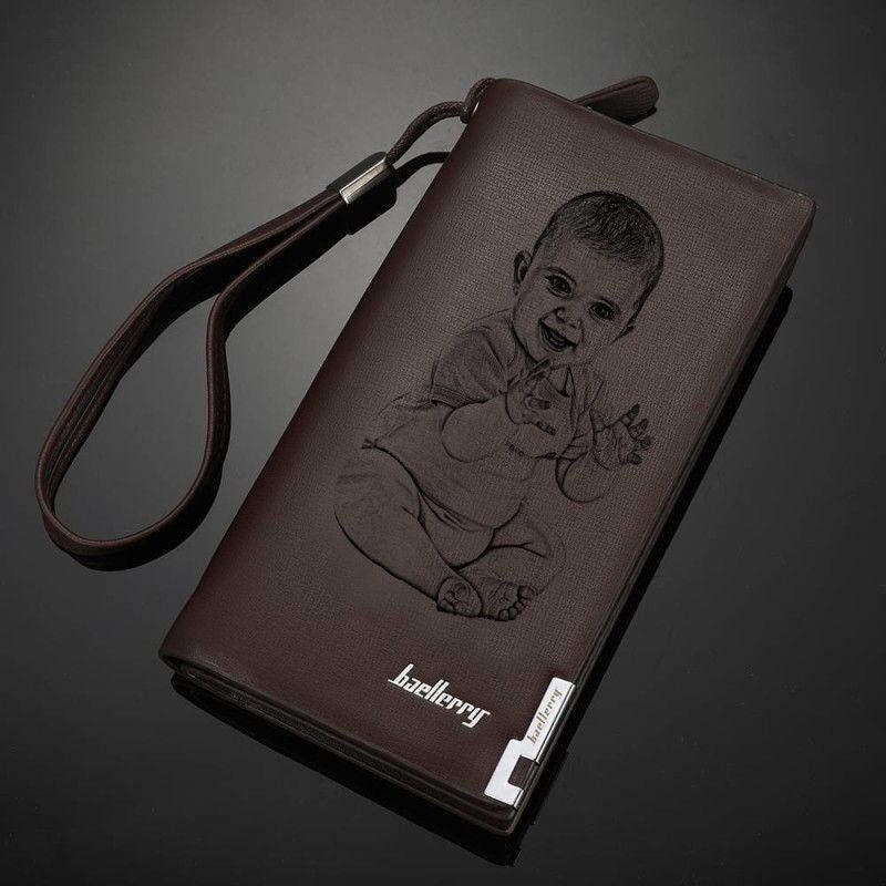 Portefeuille personnalisé avec photo gravée Portefeuille en cuir pour hommes - Bébé adorable