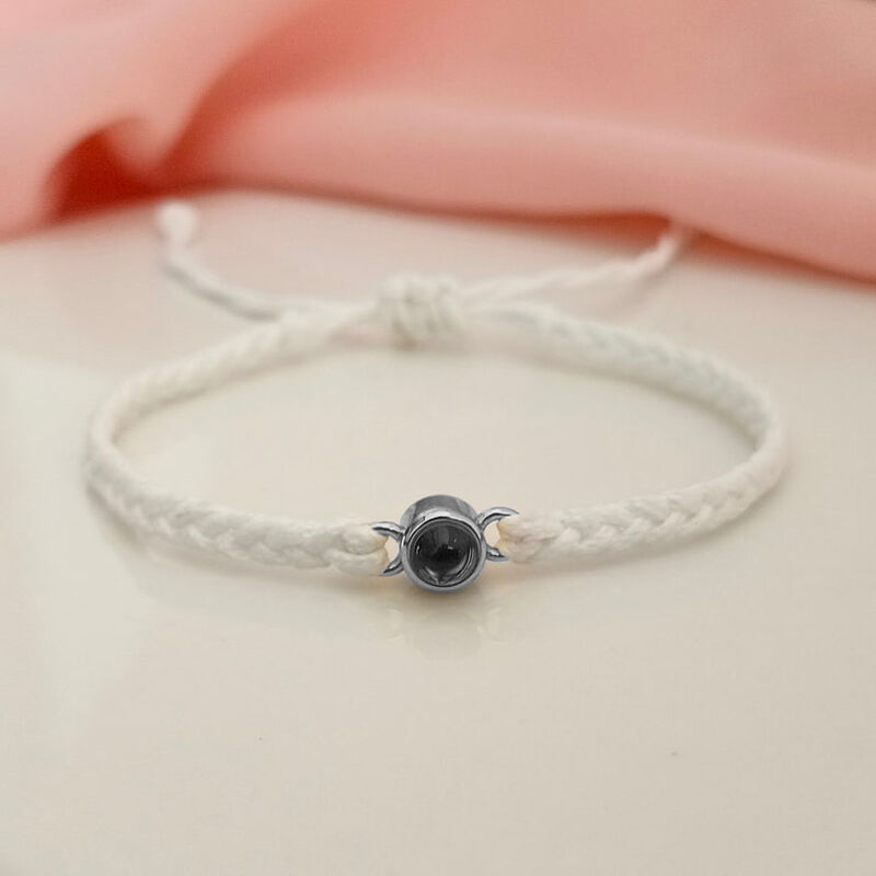 Sterling Silver Personalized White Rope Picture Projection Bracelet Sincere Gift