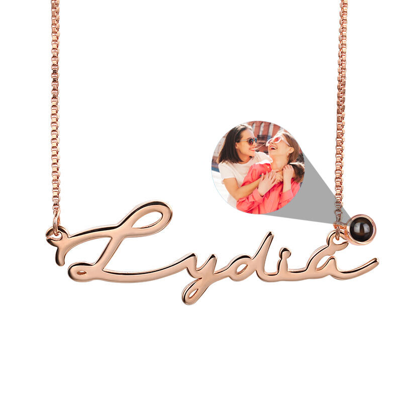 Personalized Signature Style Name And Picture Projection Perfect Necklace Gift