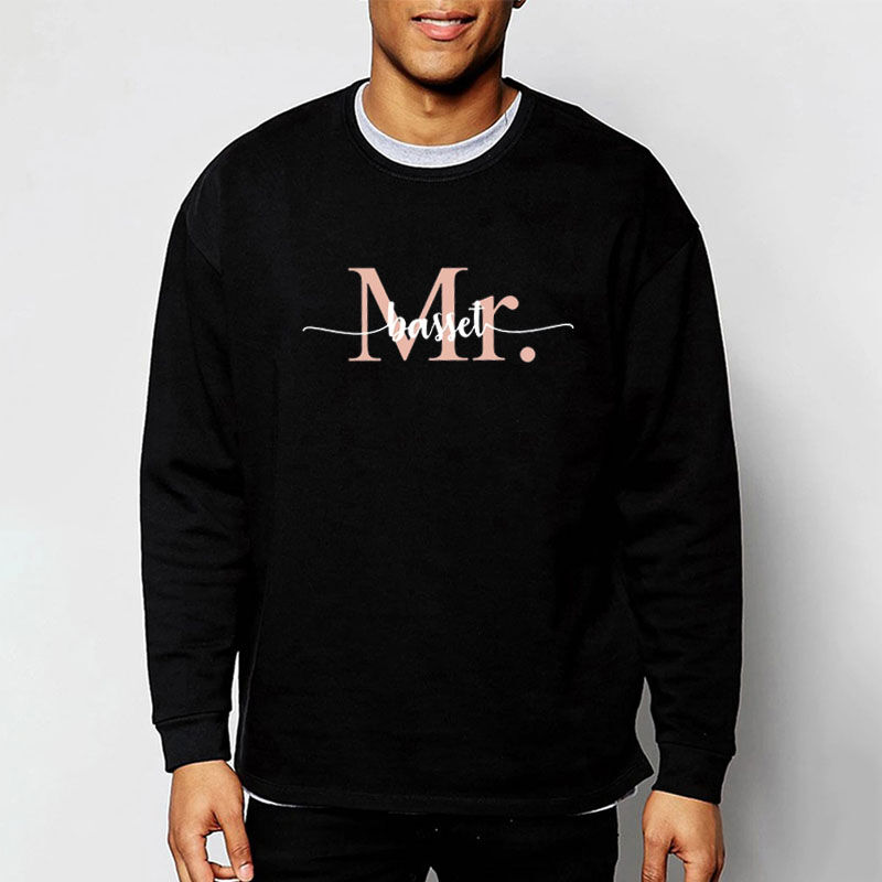 Personalized Sweatshirt Custom Name with Mr Logo Artistic Design Exquisite Gift for Couple