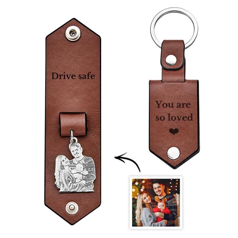 Personalized Photo Keychain With Custom Text For Husband