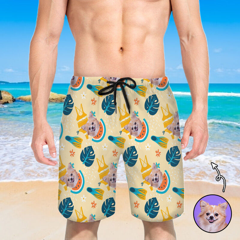 Personalized Picture Men's Beach Shorts with Watermelon Pattern Best Gift for Boyfriend