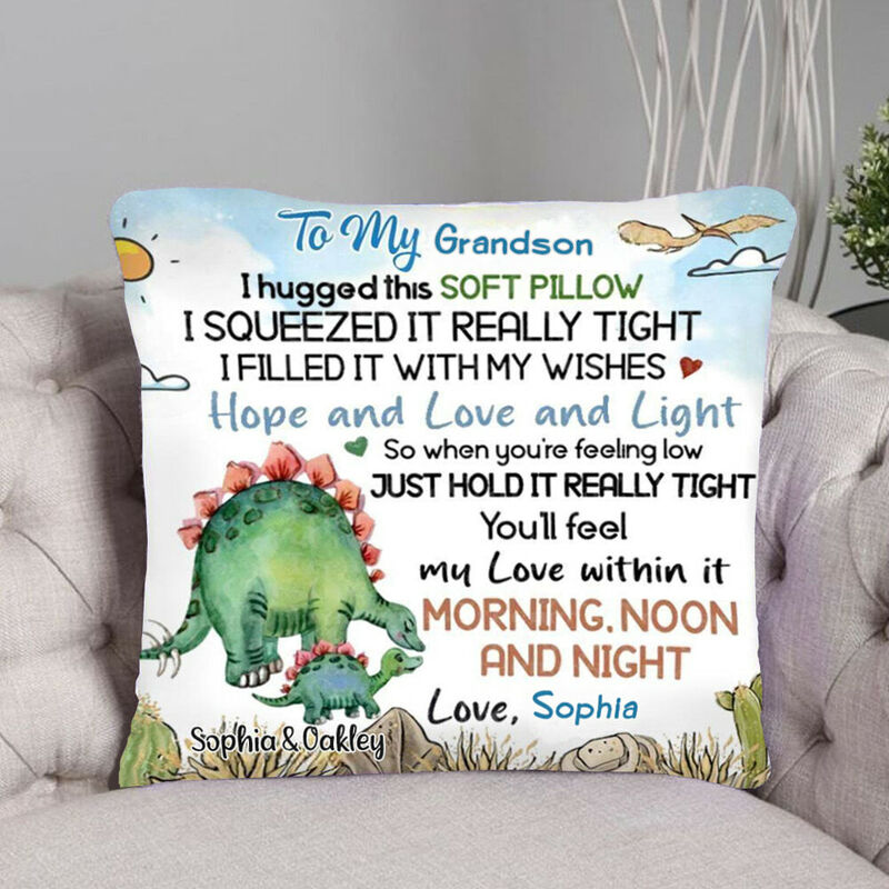 Coussins décoratifs personnalisés avec motif de dinosaures de la forêt pour enfants