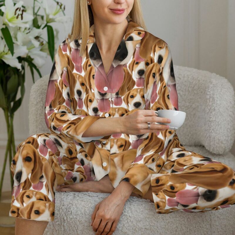 Pyjama personnalisé avec photo de tête de chien sur un ensemble de motifs Cadeau créatif pour les amoureux des animaux