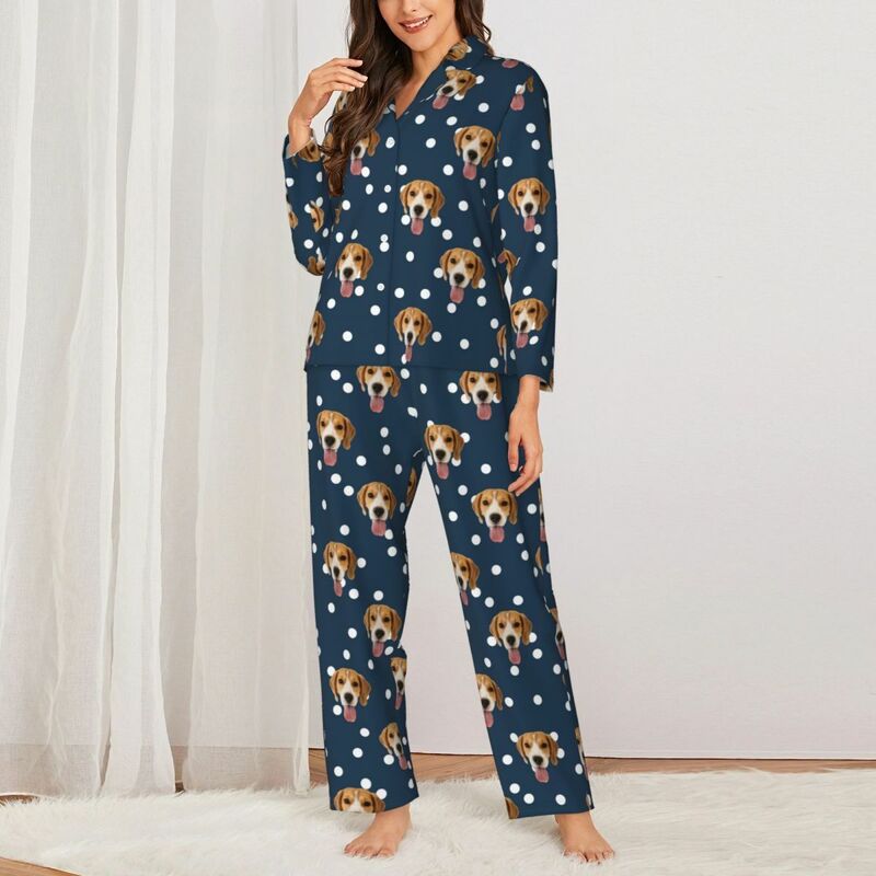 Pyjama personnalisé avec photo à pois au choix Cadeau parfait pour l'être aimé