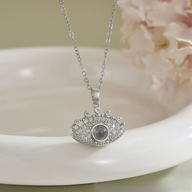 Personalized Evil Eye Projection Picture Necklace Gift for Wife