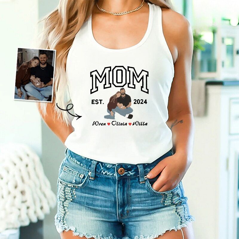 Personalized Tank Top Custom Family Photo with Your Message Design Perfect Mother's Day Gift