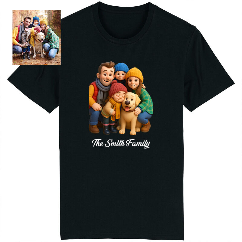 Personalized T-shirt Custom Family Photo 3D Cartoon Style Design Adorable Gift for Family