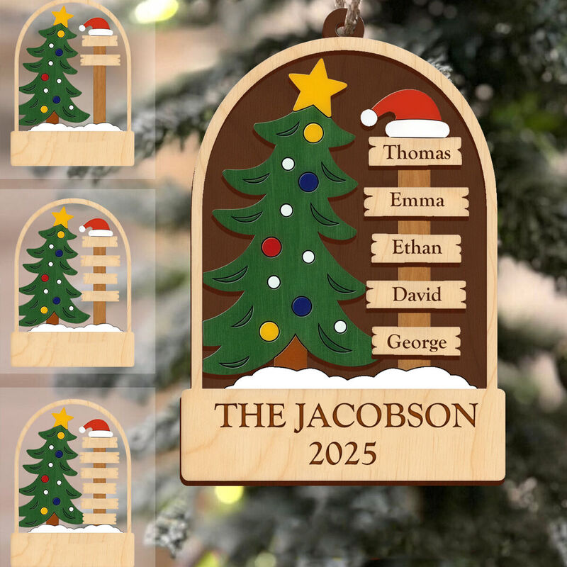 Personalized Christmas Tree Sign Ornaments with Custom Names for Family Gifts