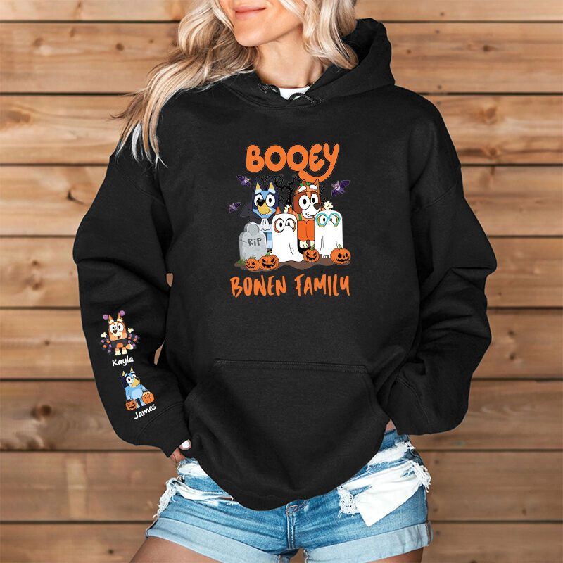 Personalized Hoodie Booey Custom Bluey Cute Cartoon Pattern Design Halloween Gift for Family