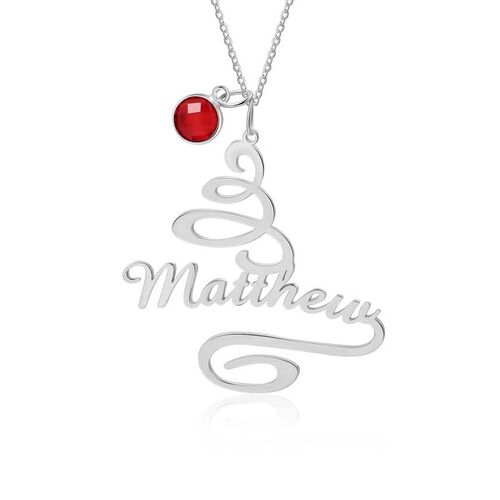 Personalized Christmas Birthstone Necklace