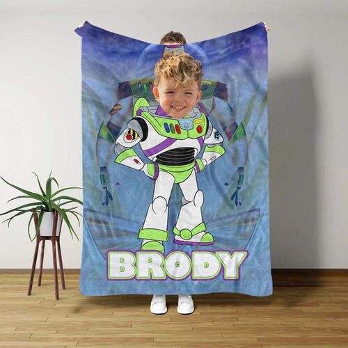 Personalized Boy in Spacesuit Photo Blanket for Baby Boy