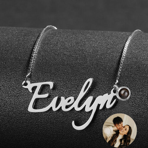 Personalized Signature Style Name And Picture Projection Necklace Creative Gift