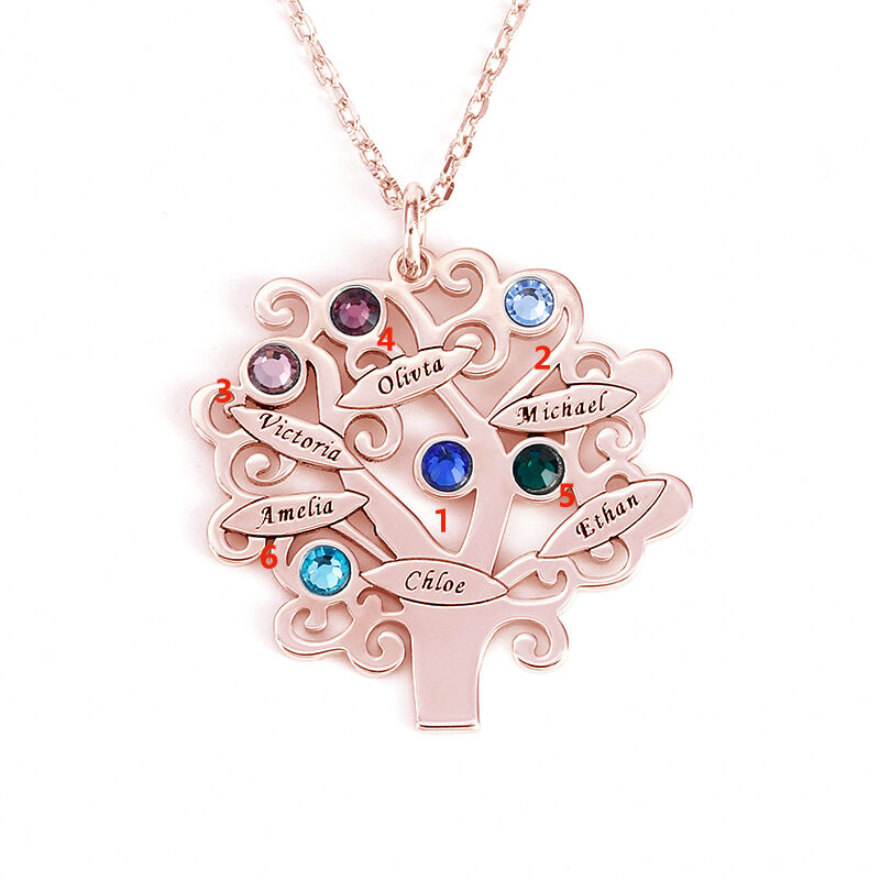 "Tree of Life" Personalized Necklace With Birthstone