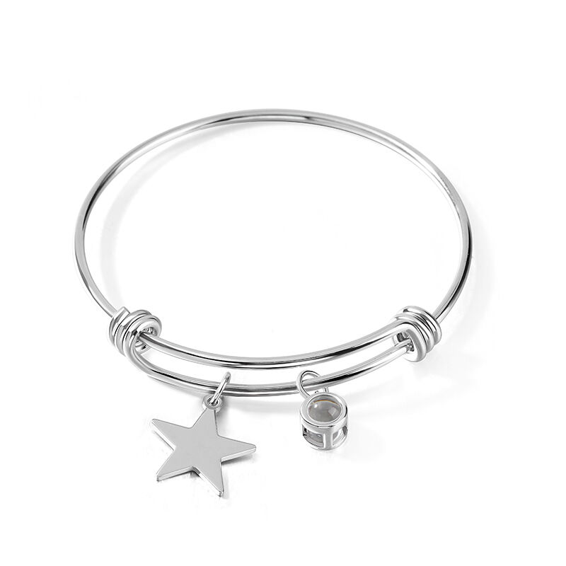 Personalized Projection Photo Bracelet with Star Charm for Teens