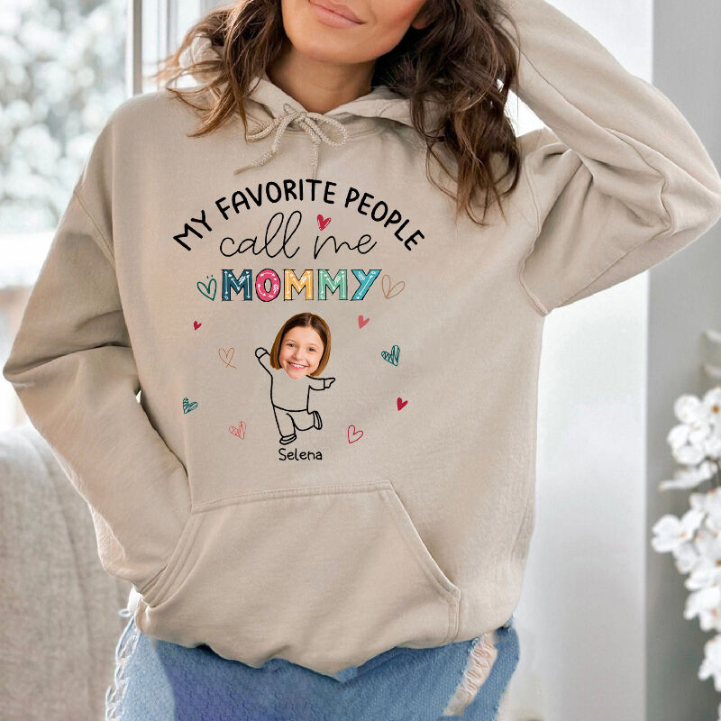 Personalized Hoodie My Favorite People Call Me Mom with Custom Photos Cute Gift for Mother's Day
