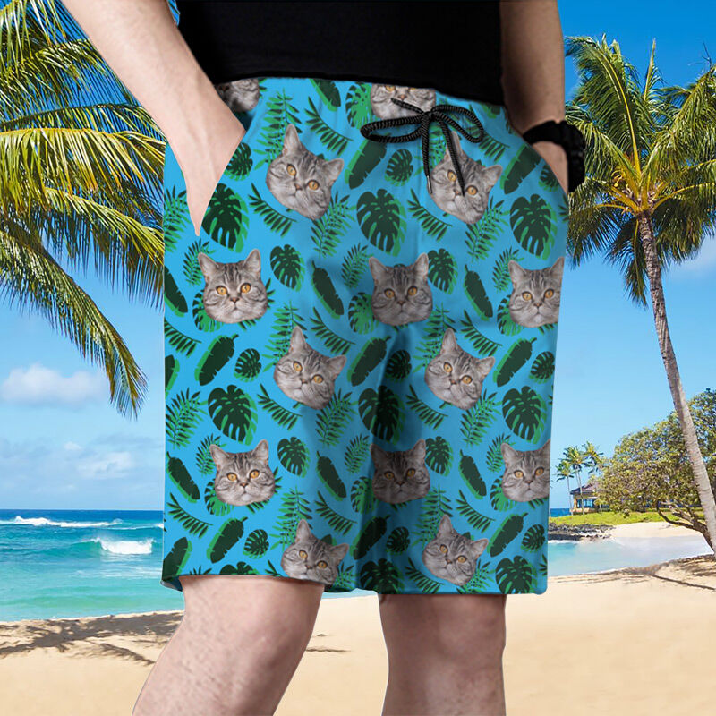 Pantaloncini da spiaggia blu da uomo con immagine personalizzata Regalo semplice per papà