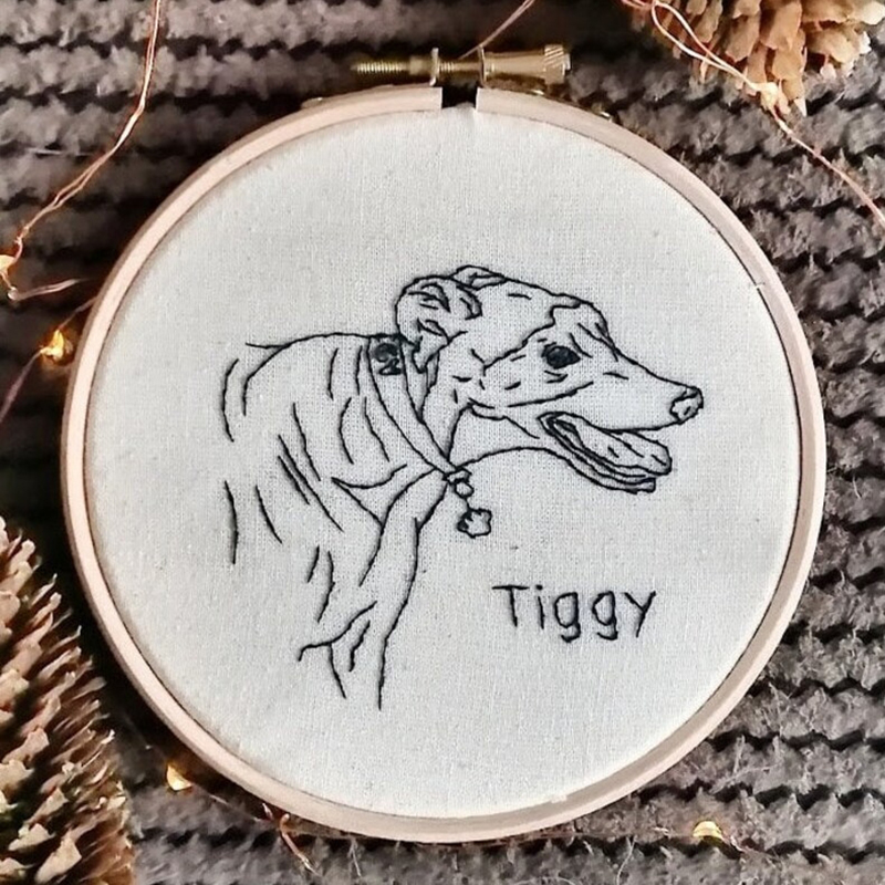 Cerceau de broderie personnalisé avec dessin d'animal de compagnie Décoration amusante pour les amis