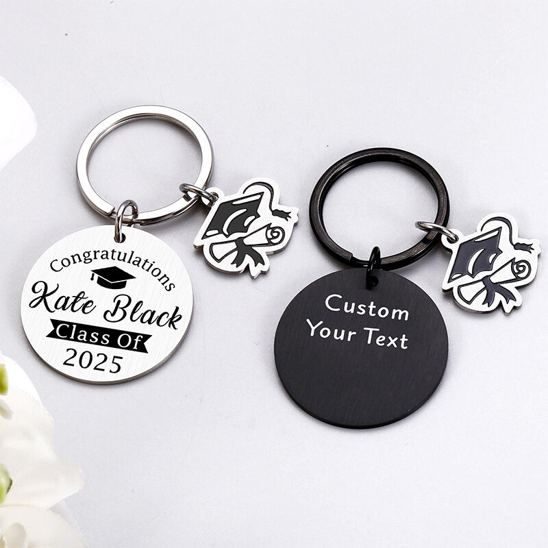 Personalized Metal Keychain Customized Name and Year Graduation Gift for Friends