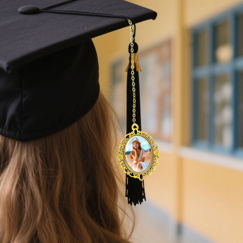 Gepersonaliseerde kwast foto hanger Herdenkingscadeau Mini fotolijstje voor diploma