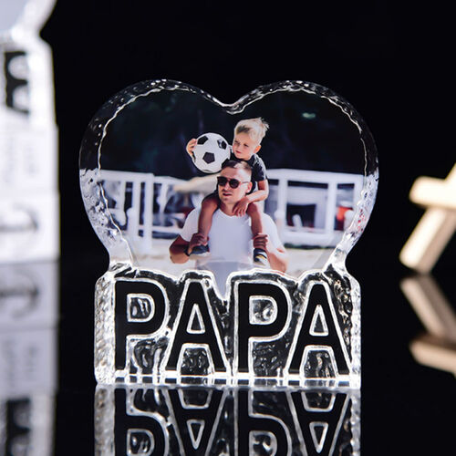 Cornice in cristallo per foto a forma di cuore personalizzata per papà