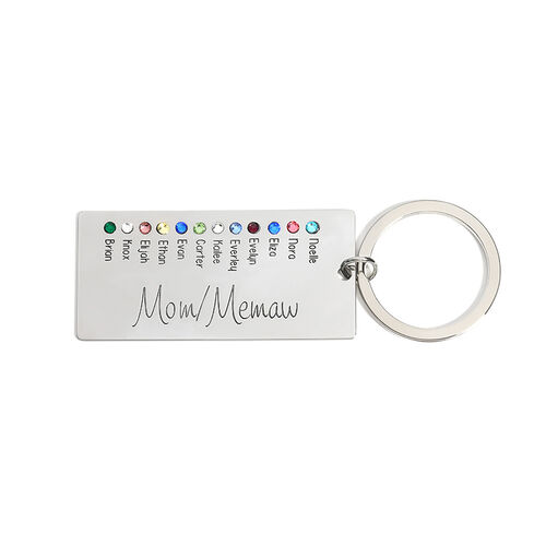 "Dear Abuela" Custom Engraved Key Chain With Birthstone