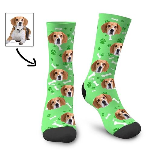 Calcetines personalizados con caras divertidas de mascotas con dibujo de hueso