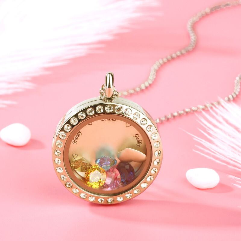 "Around You" Personalized Locket Necklace With Birthstone