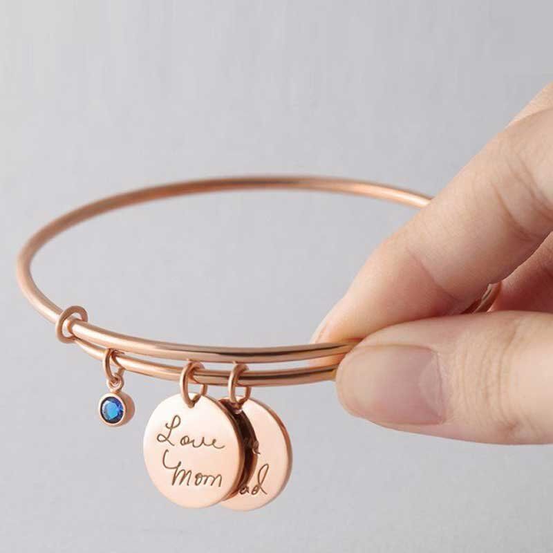 Personalized Handwriting Name Bracelet With Birthstone