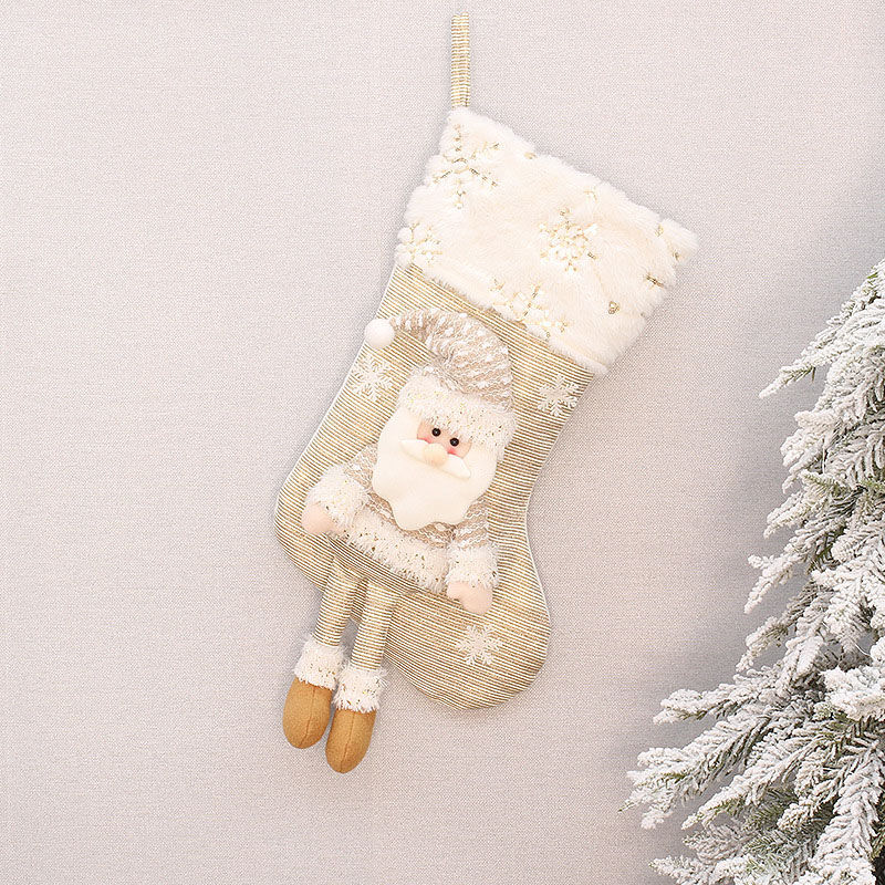 Calcetines blanco de navidad personalizados de nombre con papá noel regalo familiar