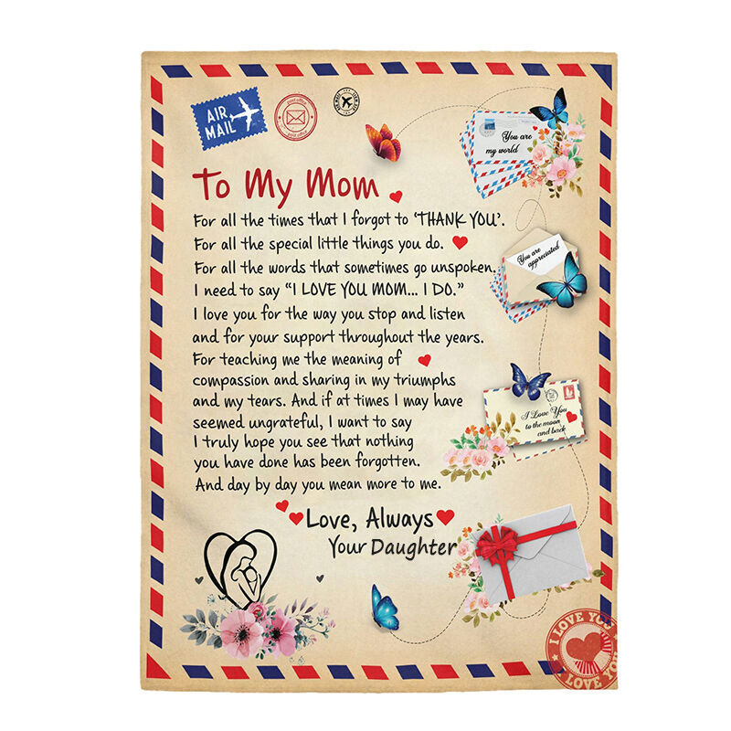 Personalized Love Letter Blanket Warm Gift to Mom "Love Always"