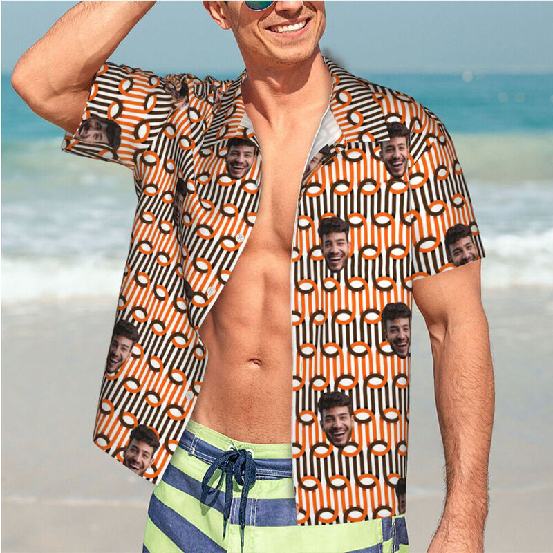 Camicia hawaiana personalizzata a maniche corte da spiaggia con linee astratte per la famiglia